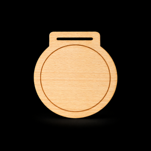 60mm Engraved Wooden Medal with 5mm circle