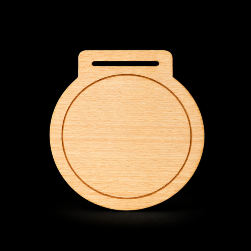 70mm Engraved Wooden Medal with 5mm circle