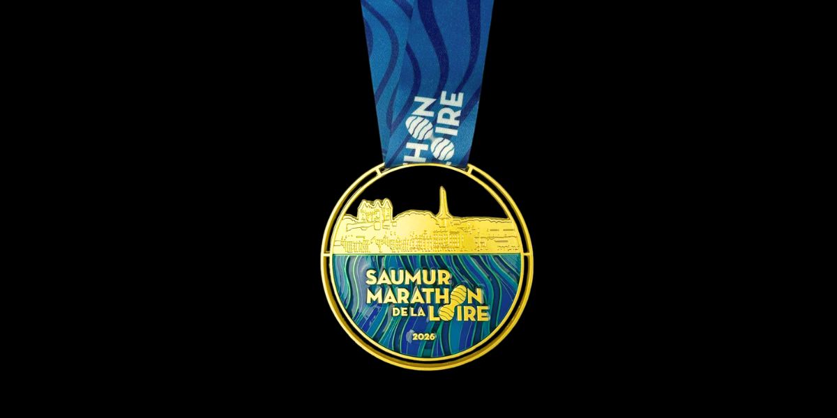 médailles saumur marathon de la loire 2026 métal doré effets eau finishers