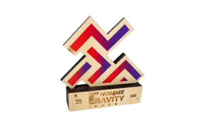 Trophée en bois sur mesure Gravity Race 2026